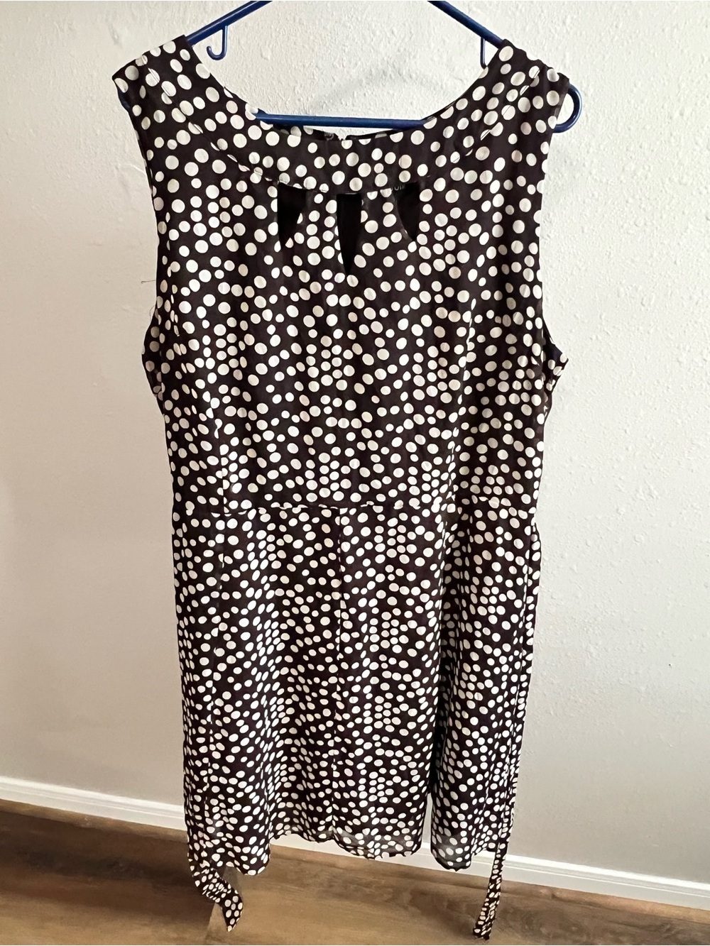 Voir Voir Brown Polka Dot Dress Size 18 Sleeveless Tie Waist Retro